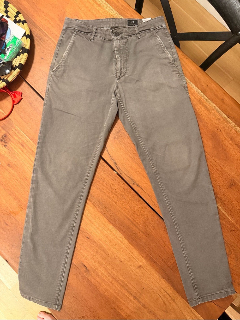 Ag Adriano Goldschmied Men's Straight Chinos in Light Gray